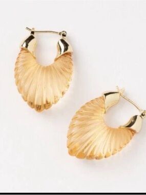 Plunder Design Melora Translucent Gold-Tone Amber Hoop Earrings